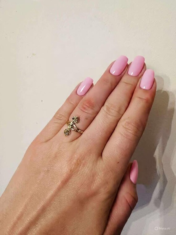 14kt solid gold double heart ring - image 7