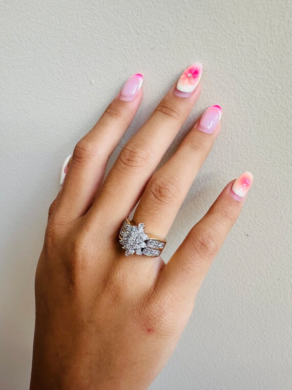 10kt yellow gold solid diamond cluster ring vinta… - image 8