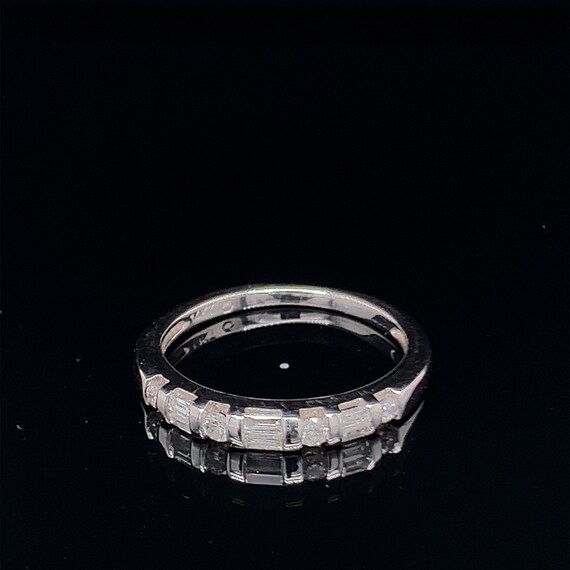 14kt White Gold Diamond Baguette Band - image 1