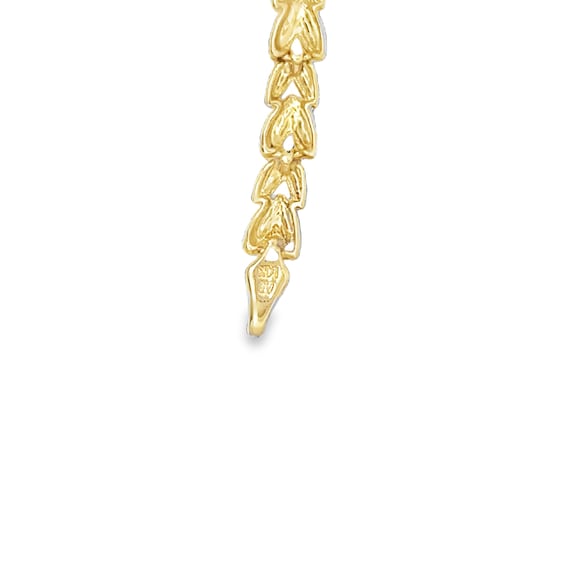14kt yellow solid gold leaf link bracelet - image 6