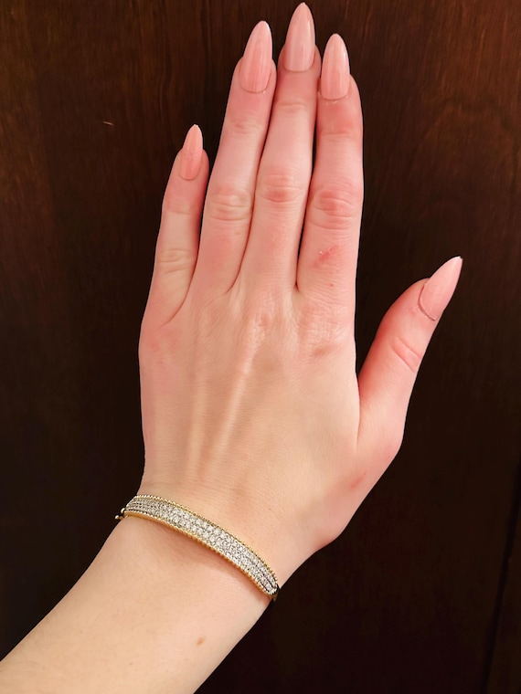 14kt yellow solid gold  diamond bangle bracelet - image 10