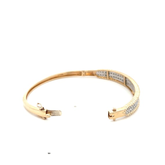 14kt yellow solid gold  diamond bangle bracelet - image 5
