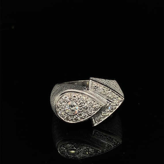14kt solid White Gold Pave Set Ring - image 1