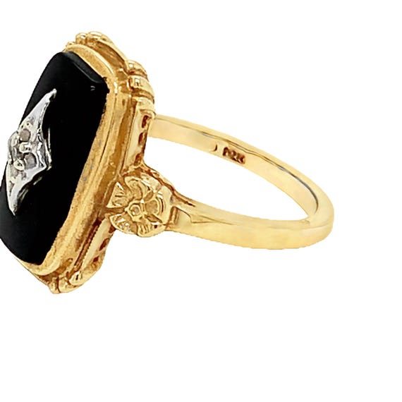 14kt yellow solid gold onyx ring - image 5