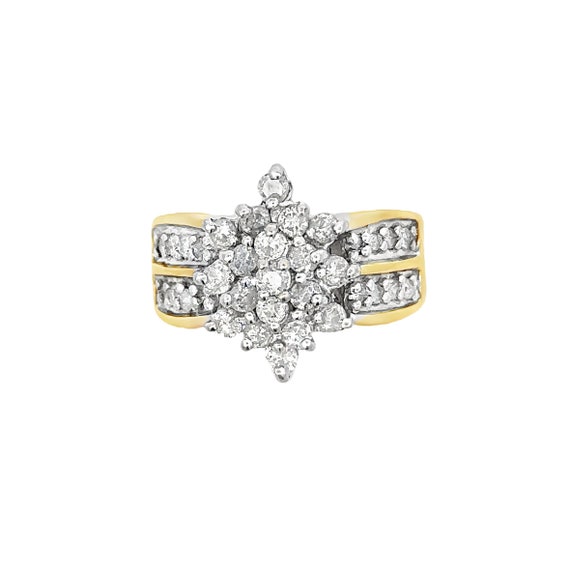 10kt yellow gold solid diamond cluster ring vinta… - image 5