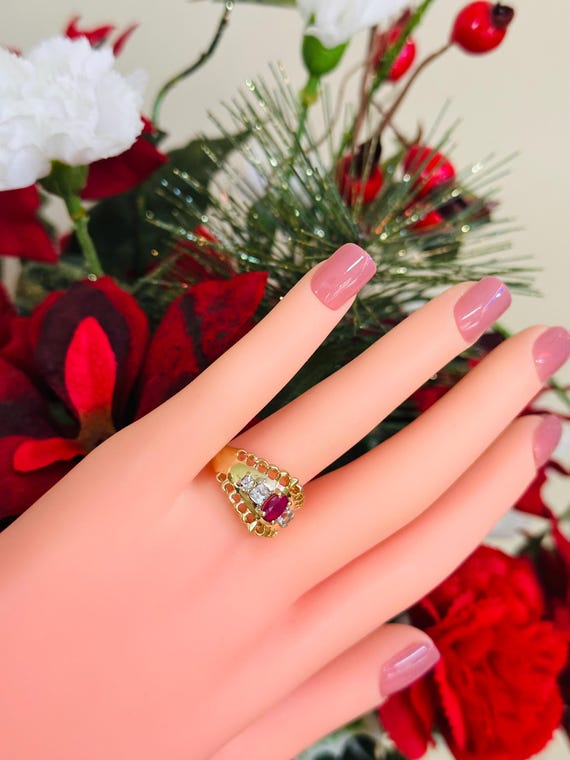 14kt yellow solid gold ruby ring estate - image 9