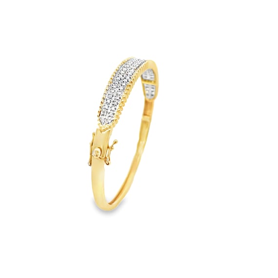 14kt yellow solid gold  diamond bangle bracelet - image 2