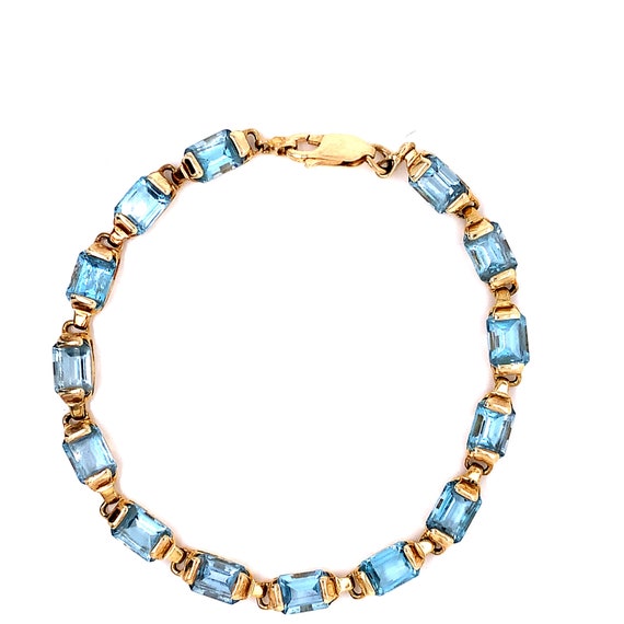 14kt Yellow Gold Blue Topaz Bracelet - image 1