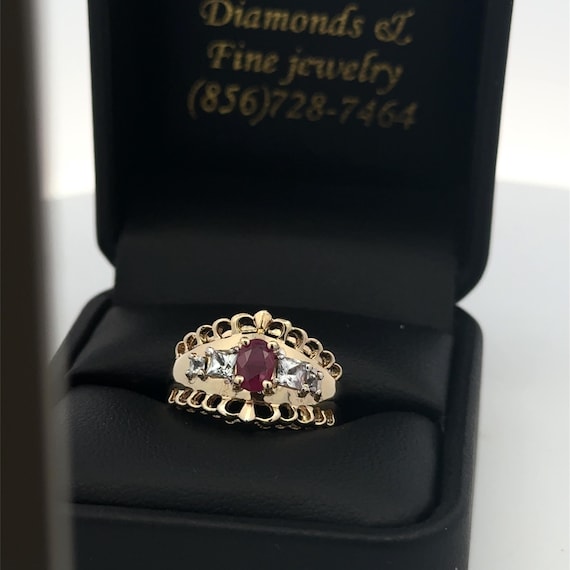 14kt yellow solid gold ruby ring estate - image 6
