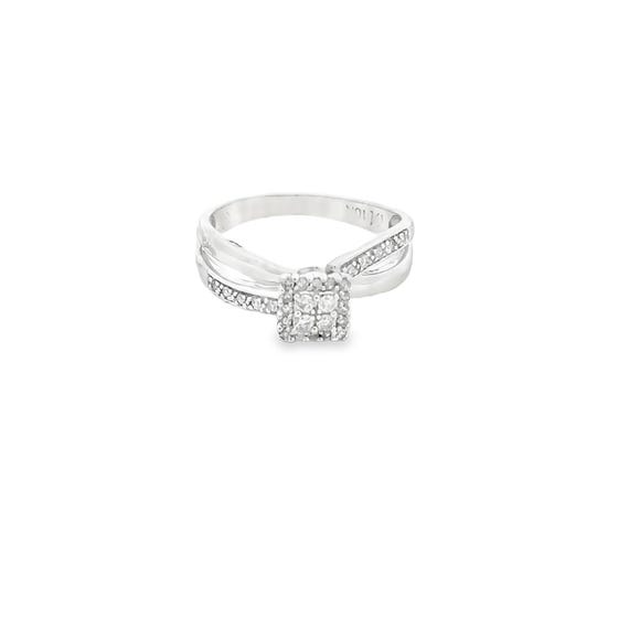 10kt  solid white gold diamond ring pre- owned - image 1