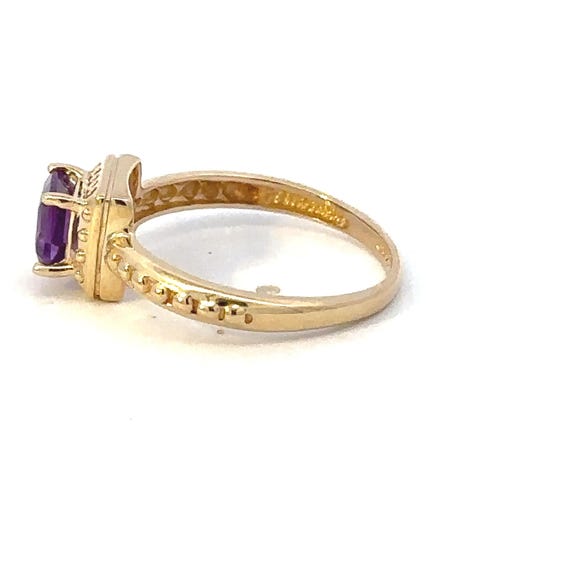 10kt solid yellow gold amethyst vintage ring - image 3