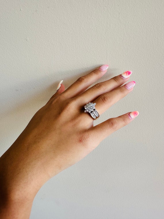 10kt yellow gold solid diamond cluster ring vinta… - image 7