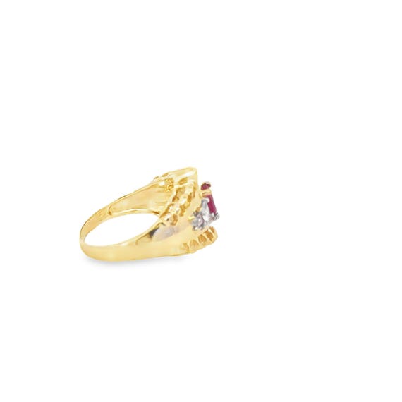 14kt yellow solid gold ruby ring estate - image 3