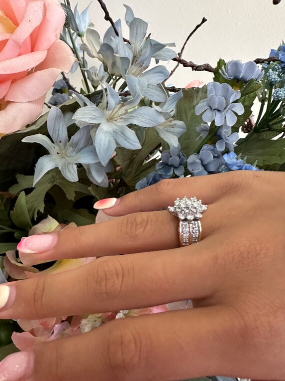 10kt yellow gold solid diamond cluster ring vinta… - image 9