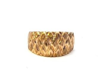 14kt yellow solid gold wide dome ring
