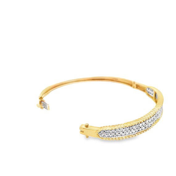 14kt yellow solid gold  diamond bangle bracelet - image 4
