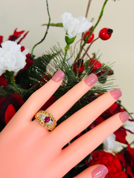 14kt yellow solid gold ruby ring estate - image 10