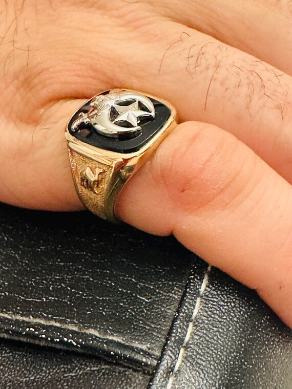 14kt  yellow solid gold  Shriners ring - image 8