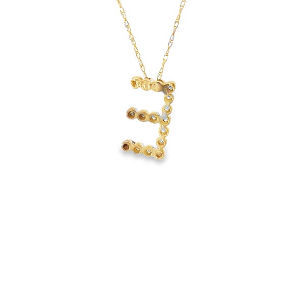 14kt yellow solid gold letter E with  diamonds - image 3