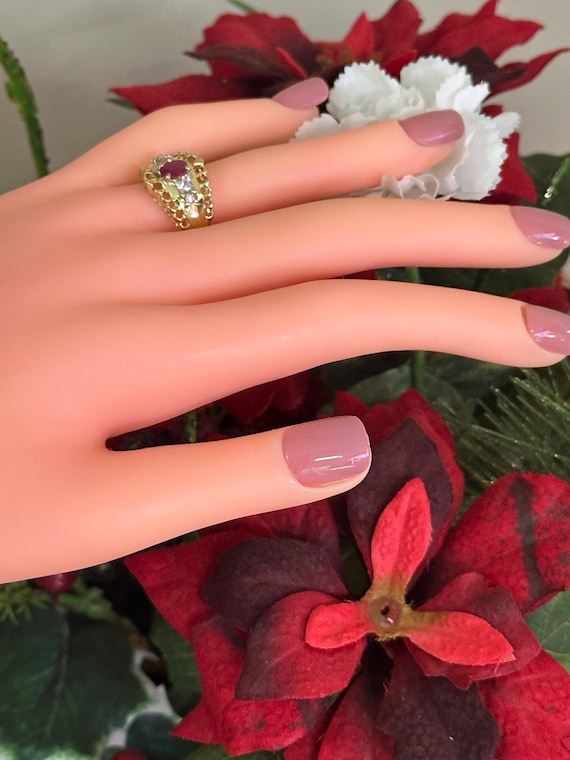 14kt yellow solid gold ruby ring estate - image 8