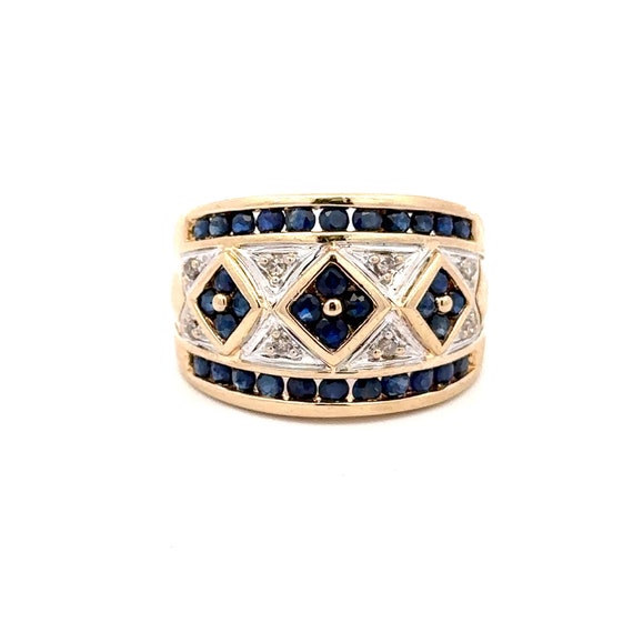 14KT solid gold Yellow Gold Ring with Diamonds an… - image 1