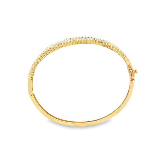 14kt yellow solid gold  diamond bangle bracelet - image 3