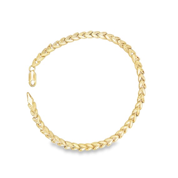 14kt yellow solid gold leaf link bracelet - image 1