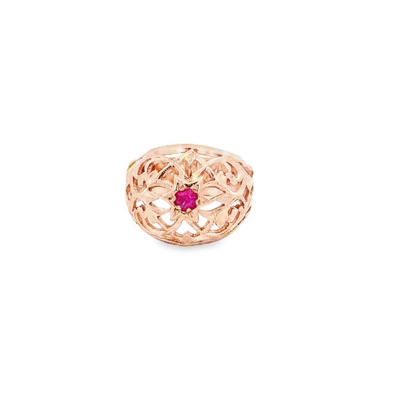 14kt yellow solid  gold   vintage ring with ruby - image 1