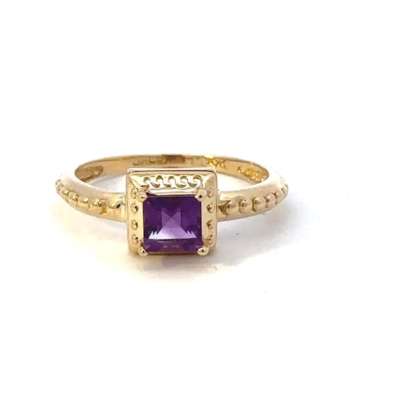 10kt solid yellow gold amethyst vintage ring - image 1