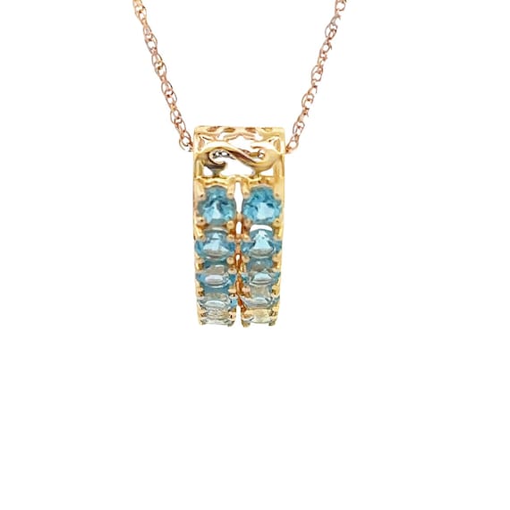 14kt Yellow Gold Necklace with Blue Topaz Pendant