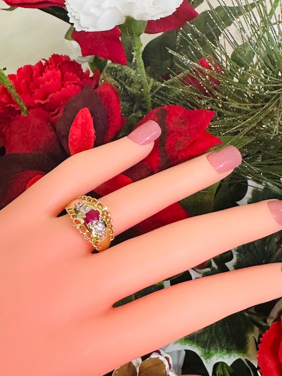 14kt yellow solid gold ruby ring estate - image 11