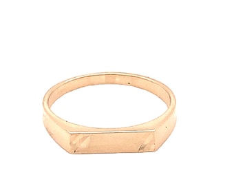14KT Yellow  solid Gold Rectangle Baby Signet Ring