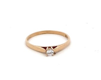 10K Yellow Gold Children's Ring with CZ | Children's Gold Ring | Baptism Christening Birthday Gift