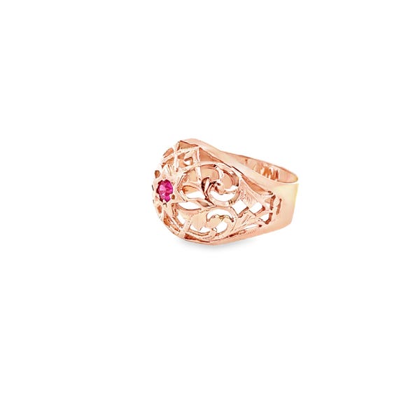 14kt yellow solid  gold   vintage ring with ruby - image 8