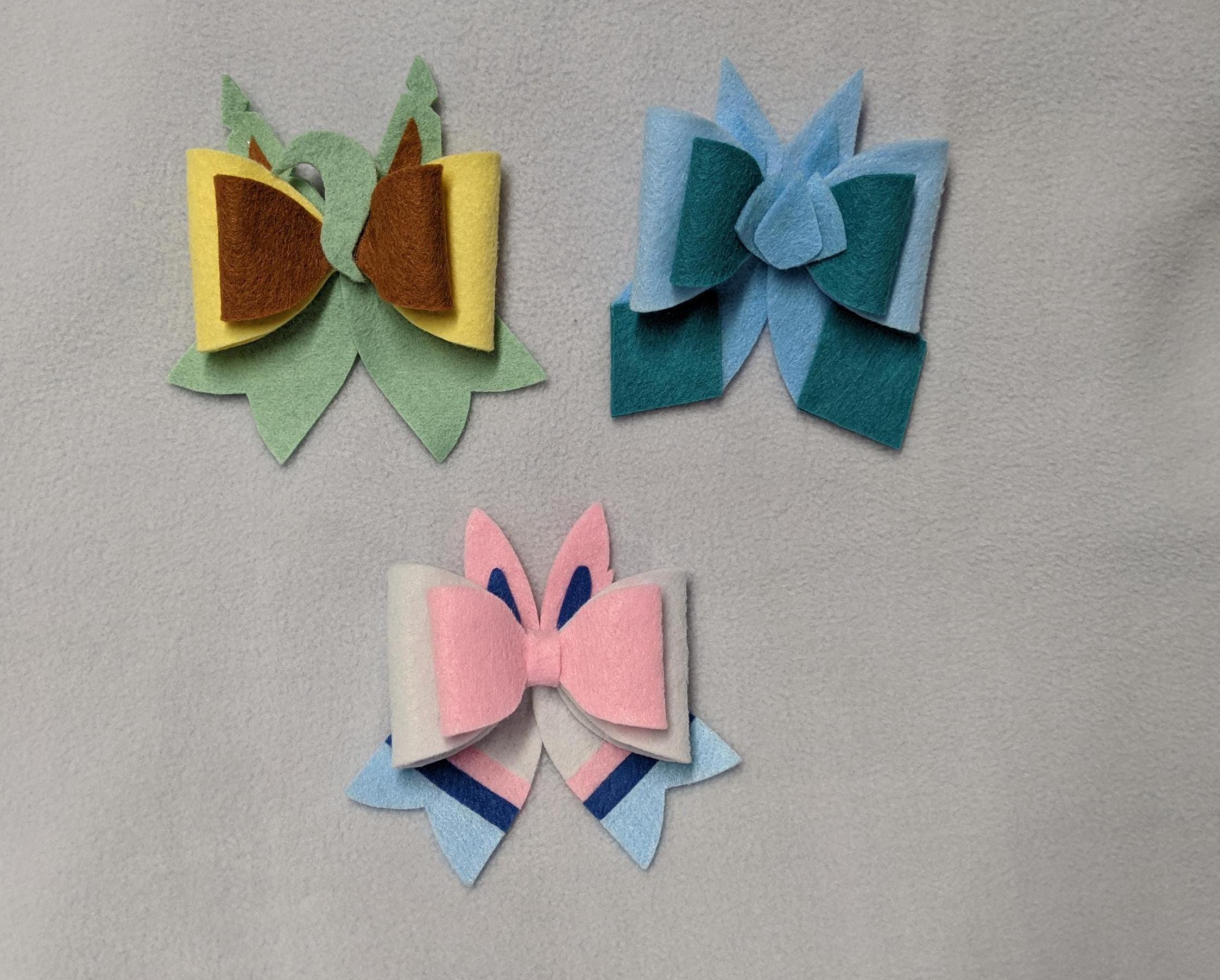 Felt 3rd & 4th Gen Eeveeltuion Hair Bow, Leafeon, Glaceon, Sylveon, Pokemon