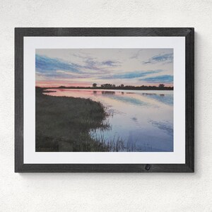 Summer Sunset - Original Oil Landscape Painting - Lake Art - Realism - 45 x 60 cm - Serene Nature Wall Decor