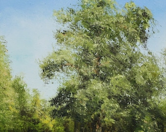 Wärme | Original Landschaft Ölgemälde, 40 x 30 cm | klassischer Realismus | heißer Sommertag Malerei
