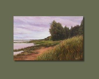 Stormy Lake Painting - Original Oil Painting - Cold Is Coming - Moody Sky Art - Realism - 35x50cm - Fine Art Wall Decor
