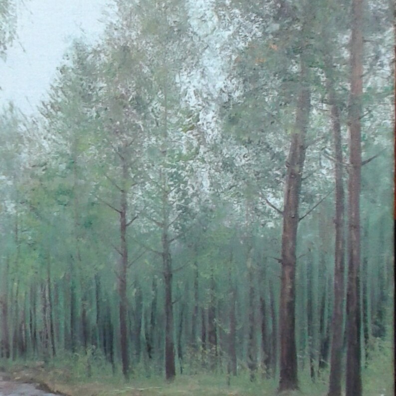 Rainy Day Forest Art - Original Oil Painting - After Rain Scene - Realistic Oil Art - 19.7x15.7 - Calming Wall Decor - Spa Decor - Cabin Art image 4