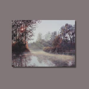 Last Rays of Summer - Realist Fall Landscape Painting - Original Oil Creek Scene -  Sunlit Art - 40 x 55 cm - Tranquil Nature Heritage Decor