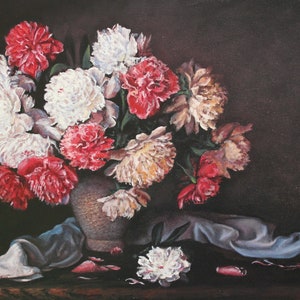 Custom flowers or food still life oil painting from a photo - farmhouse kitchen wall art, romantic above bed painting