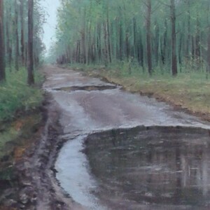 Rainy Day Forest Art - Original Oil Painting - After Rain Scene - Realistic Oil Art - 19.7x15.7 - Calming Wall Decor - Spa Decor - Cabin Art image 5