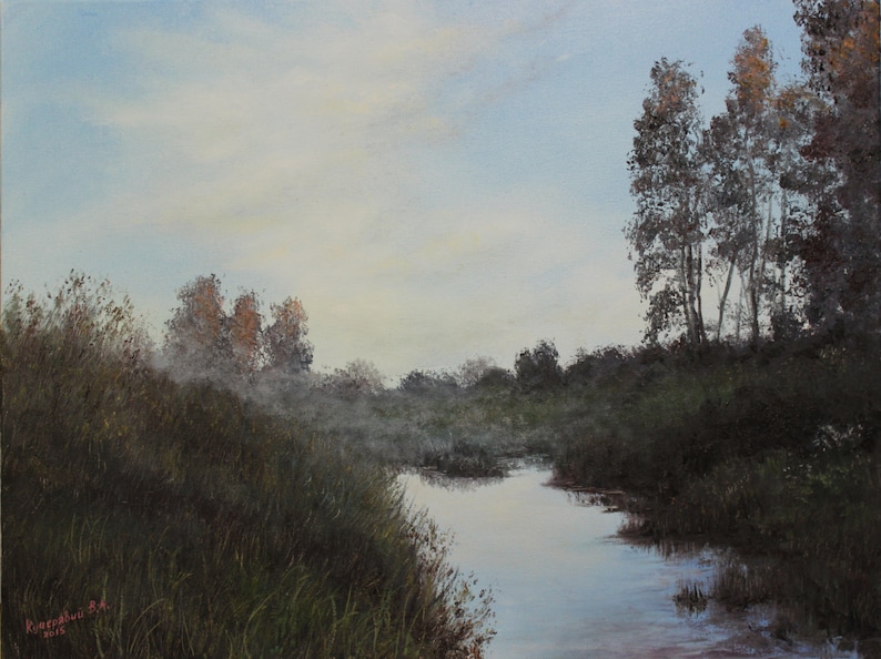 A Hazy Morning Original Landscape Oil Painting 45 X 60 Cm / Etsy