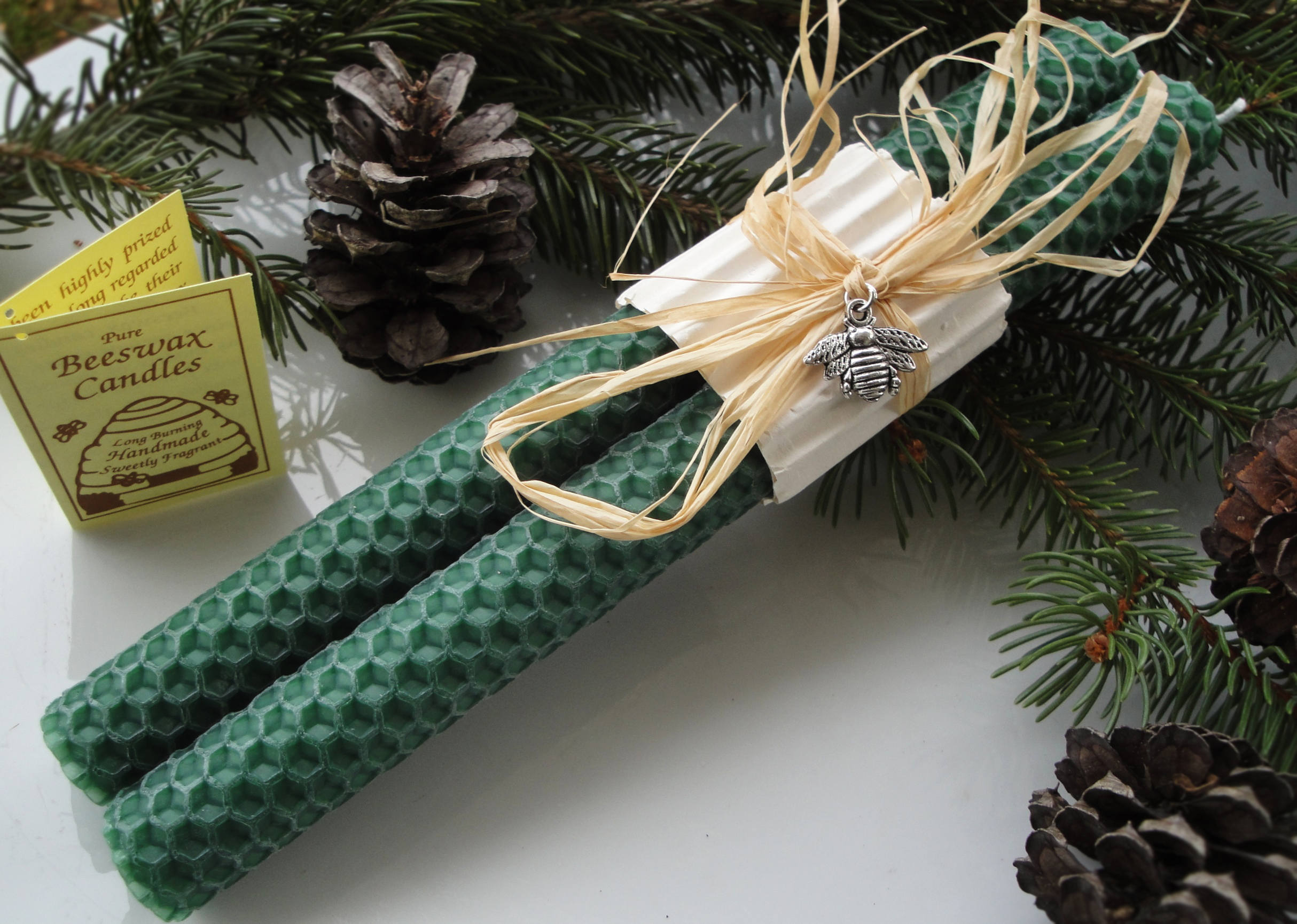Honeycomb Beeswax Taper Candles | Celtic Green | Beeswax Candles | Ha…