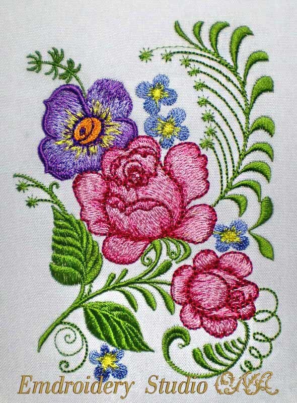 Machine embroidery flower Retro_30 design of series Etsy