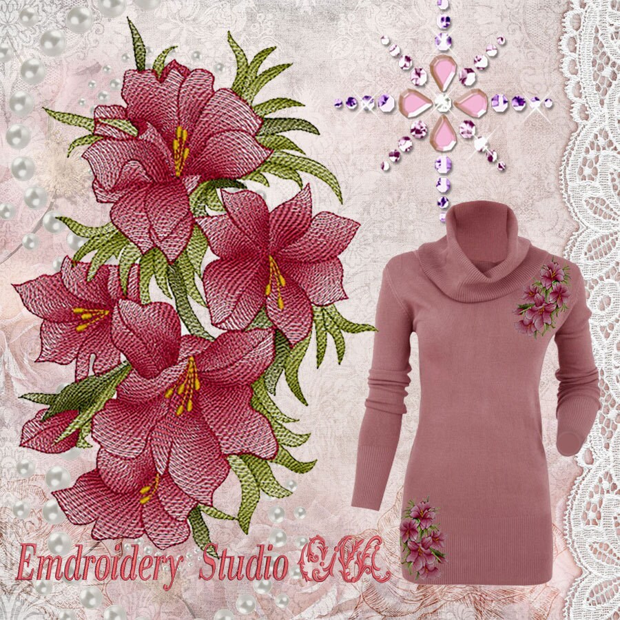 Machine embroidery flower Retro_81 design of series Etsy