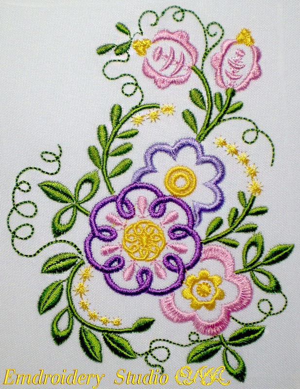 Machine embroidery flower Retro_60 design of series Etsy