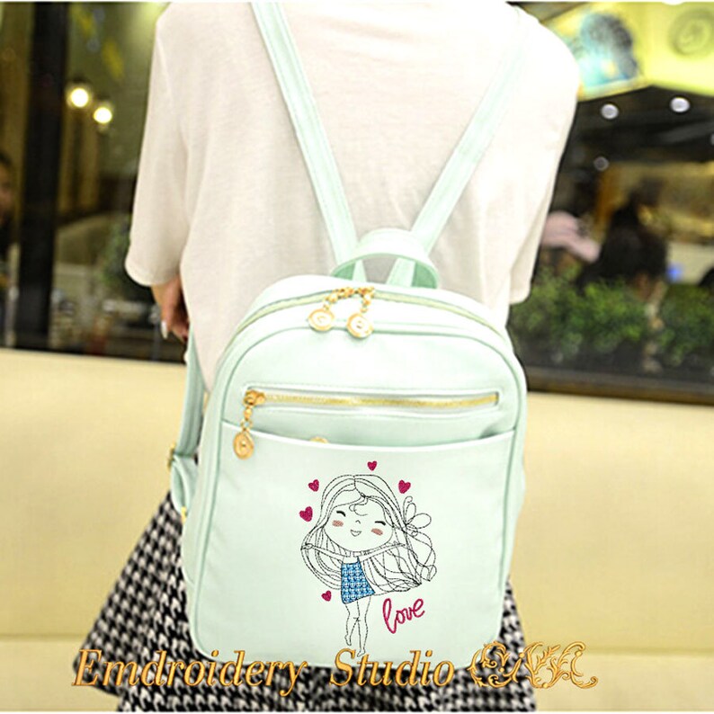 Machine Embroidery Design girl in Love Machine Etsy