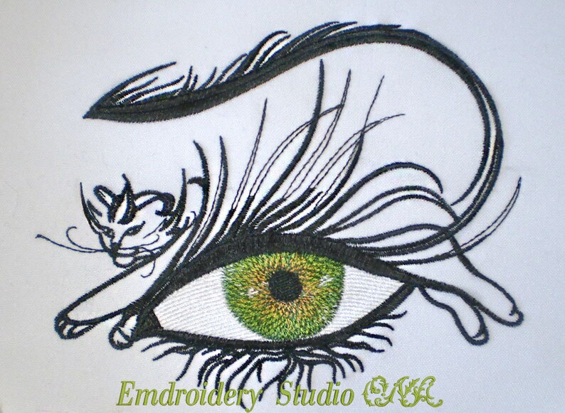 Machine Embroidery Design cat and Eye two Sizes Etsy
