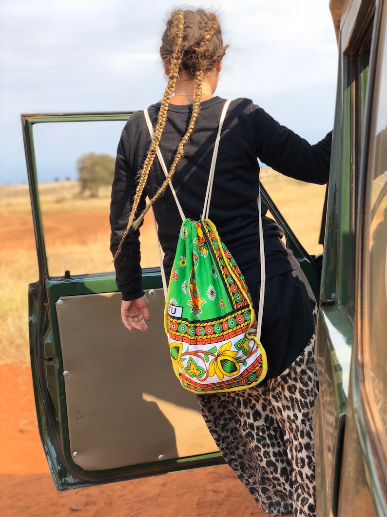 Kanga backpack handmade colorful travel bag